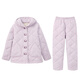 Anzhiban winter couple's pajamas, three-layer quilted thickening, warm and anti-static, long-sleeved, trousers, hooded home wear set A light gray purple M