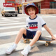 Levi's Levi's summer boys' short-sleeved T-shirt, fashionable and versatile children's clothing, classic three-color label pure cotton half-sleeved top, milk white 150/72 recommended height 140-152cm