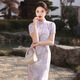 NUKM Cheongsam Chinese style long young 2025 summer new slim and elegant girl retro improved dress 6629 purple 3XL