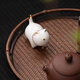 SUSHI CERAMICS mutton fat jade porcelain tea set accessories tea pet gold painted kitten J0876