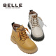 Belle's Children's Shoes Girls Martin Boots Plus Fleece Big Yellow Boots Autumn and Winter Soft Sole Short Short Boots Boys Labor Bots Baby Bots DE3889 Color de albaricoque 26