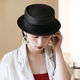 Gongbaicao elegant top hat French flat top hat spring and summer concave top rolled straw hat women's sun hat black hat 55-58cm adjustable