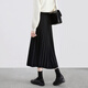 Her pool elastic waist pleated skirt 2025 autumn new women's simple mid-length A-line high waist skirt