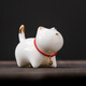SUSHI CERAMICS mutton fat jade porcelain tea set accessories tea pet gold painted kitten J0876