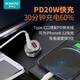 Romans 20W charger car cigarette lighter car charger super fast charging one-to-two/2-in-1 suitable for Apple 16/15/14 Android fast charging head car charging converter