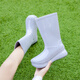 Gudetu Botas de lluvia japonesa para mujeres, zapatos impermeables que no están deslizando para el tubo medio, nuevos zapatos de goma de trabajo de cocina, botas de agua tibias para mujeres, zapatos para adultos, azul-tamaño estándar 40