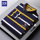 ROMON T-shirt men's spring and autumn striped lapel trendy business casual slim long-sleeved POLO bottoming shirt men's top BYBL8851 Yellow XL