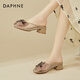 达芙妮（DAPHNE）拖鞋女外穿夏2024夏季新款女鞋网纱包头女拖居家夏天配裙子凉拖 杏色 36 (230mm) 标准码