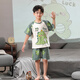 
Boys pajamas summer pure cotton loose short sleeve thin suit children boy medium-sized children dinosaurs wear home clothes XP897 green dinosaur 140 little boy 16 size height 135-140cm70Jin [Jin equals 0.5 kg]