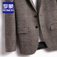 Romon Wollanzug Herrenmänner doppelseitiger Wollhundtooth Plaid Jacke Herren Frühlings- und Herbstgeschäft Casual Warm Wollanzug Männer Dunkelgrau 165/m Größe