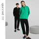 Chundu is soft, light and warm, polar fleece pajamas, autumn and winter thickened couple wear, men's and women's casual sports home wear, emerald green/charcoal black M