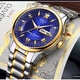 Shanghai Vollautomatische mechanische Uhr Doppelkalender wasserdichtes Stahlgürtel Modepaar Männer und Frauen Mechanical Watch Room Weiße Männer 690
