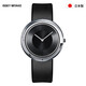 ISSEY Miyake Watch Men's 39 mm Negro de cuero Corcha de cuero pareja Fashion Quartz Casual Women's Watch Yoshioka Naruhito Nyah002y