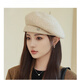 HUIGYAAY light luxury wool beret hat for women, Korean autumn and winter new style, small fashionable painter's hat, British retro beret hat, milky white M (56-58cm)