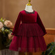 LUOBOBEIBEI Girls Dress Dress Autumn Winter Dress New Year Red Mesh Skirt Performance Host Costume Red 130