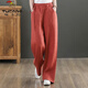 Woodpecker cotton and linen wide-leg pants for women in summer new Korean style fashionable straight-leg mopping pants loose large size draped linen casual pants gray [lace-up style] 9793 2XL [recommended 145-160Jin [Jin equals 0.5 kg]]