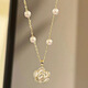 Camellia Necklace for Women 2024 Light Luxury Niche Sweater Clavicle Chain Niche High-end Necklace Best Friend Birthday Gift Camellia Necklace