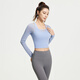 Lu Geli Yoga Wear Women's Autumn and Winter Sports Suit with Breast Pad and Beautiful Back Two-piece Long Sleeve Fitness Pilates Training Wear Two-piece Yoga Wear Blue + Gray XL Recommended 115-130 Jin Jin equals 0.5 kg
