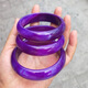 Eternal symbol collection grade purple agate bracelet for women round bar primary color ice type purple chalcedony wide jade bracelet jade bracelet Valentine's Day gift collection grade purple agate bracelet round bar 58-60mm
