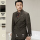 CULTUM Italian retro earth-color double-breasted lapel suit suit men's casual business single suit formal suit linen brown two-piece suit please note your own pants size 175A /50A