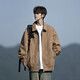 OEMG American retro leather jacket men's spring and autumn summer trendy brand large size loose youth couple work jacket clothes black XL [recommended 110-125 Jin [Jin equals 0.5 kg]]
