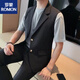 罗蒙（ROMON）2025夏季男装痞帅感无袖马甲西服外套时尚商务休闲西装上衣薄 9874#雾蓝色 3XL 170-190