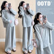 Geman Maternity Clothing Autumn and Winter 2025 New Sweater Soft Waxy Lazy Style Suit Large Size Tops and Pants Two-piece Autumn Casual Suit (High Quality Version) XL (Recommended 135-155 Jin Jin equals 0.5 kg)