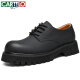 
CARTELO British men's casual leather shoes breathable soft cowhide derby shoes round toe thick sole business leather shoes men 9930 black 41