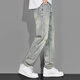 
Commander Bear American retro yellow mud jeans men's autumn wash high street straight loose spring and autumn nostalgic men's casual pants 1098 light blue 29