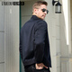 LaBeouf High-end Cashmere Baseball Collar Jacket Men's Thickened Warm Wool Slim Jacket Men's Striped Baseball Suit Blue 3XL /56/190