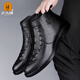 
Old man's winter new crocodile pattern plus velvet warm Martin boots men's outdoor trendy high-end soft-soled genuine leather comfortable snow boots black (single shoes) 1585 39