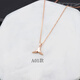 Yan's 18K rose gold fishtail pendant set chain k gold women's plain gold neck chain clavicle chain adjustable necklace 18K rose gold A01 1.71g42+3cm