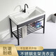Balcón XMSJ Fregadero Cerámico Cerámico Basina Soporte de acero inoxidable Basina de lavado Fregadero con balcón de lavado Basina de lavado ultra profunda 1048 cuenca individual con drenaje 0 cm
