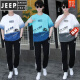 Jeep Spirit Summer Teen Teen Short Sleeve T-Shirt Boy Teen Clothy High School Junior High School Schüler Sommer Kleidung hübsche Sportset Trend Blue Set TZ9226 s [60-75jin [Jin gleich 0,5 kg]]