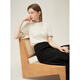 Miss Fan Silan Wenger French temperament contrast lace T-shirt 2024 summer new knitted sweater 24FS12110 beige XS
