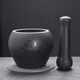 Natural black gold stone garlic pounder garlic mortar stone mortar household medicine jar pounder garlic masher baby food supplement grinder black gold stone stone mortar outer diameter 13CM (for wealth)
