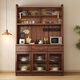 Toxiaomuwo Batteur noir noyer mur intégré à vin intégré en bois massif armoire de rangement multi-fonction
