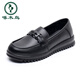 Woodpecker no está cansado después de estar de pie durante mucho tiempo, zapatos de trabajo impermeables para la cocina de cuero para mujeres, cuero genuino, suela suave, zapatos para mujeres, zapatos de madre 6215 zapatos individuales negros 37 Código estándar