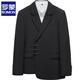 ROMON New Chinese tunic suit suit men's wedding wedding groom engagement dress Tang suit suit jacket black jacket + pants XL