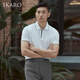 
SKARO [including mulberry silk, machine washable] Business POLO shirt for men's lapel casual short-sleeved T-shirt summer white SKP672 M (=shirt size 40)