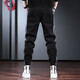 Cotton quality men's spring and autumn casual pants for men's loose large size Harren men's pants sports versatile long pants black regular S size (90-110Jin[Jin equals 0.5 kg])