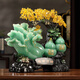 The source of gifts, treasure jade cabbage ornaments, golden toad crafts, store housewarming and opening gifts, home living room wine cabinet decorations, 14-inch blue ice, blessing and wealth, long 31 width, 11 height 35CM