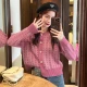 Pincai spring small fragrant style knitted cardigan female plaid loose gentle knitted sweater sweater jacket female PW27ZP9