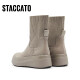 Las nuevas botas de calcetín de moda de Sijiatu botas elásticas botas delgadas de las botas de tubos medios gruesos botas para mujeres S9930DZ3 Apricot de sensación de terciopelo (single) 35
