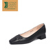 Lu shinan zapatos de trabajo negro para mujeres en primavera y otoño nuevo tacón grueso zapato de piel de oveja cómoda zapatilla de trabajo suave y suave zapatos de tacón de abuela retro tacón medio de 3.3 cm (699) 36