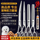 Xuanniao Professional Pet Grooming Scissors Straight Cut Curved Scissor Teeth Scissors Fish Bone Scissors Cat Dog Teddy Bichon Hair Trimming Set Tools Starter 3-piece Set 7 Straight + 7 Curved + 6.5 Teeth Bright (Hand Handle)