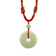 Luminous stone pendant, jade safety buckle necklace, luminous fluorite pendant, small pendant, simple couple jewelry for women, plus red rope + green light beads