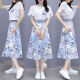 
YOEKBIRD French sweet chiffon dress for women in summer 2025 new temperament waist-hugging floral skirt two-piece set 9767# yellow original spot set S