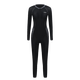 Swimming suit for women, one-piece long-sleeved trousers, sun protection, quick-drying, conservative hot spring jellyfish suit, snorkeling and surfing wetsuit for women, black and gray free swimming cap, earplugs and nose clip M M80-100Jin Jin is equal to 0.5 kg