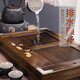 Tangfeng tea tray household simple tray solid wood tea table kung fu small tea table tea tray small tea tray drainage water storage tea table fish lotus with stainless steel tea tray